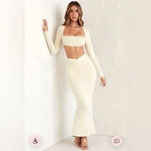 Flared Hem Maxi Skirt in Ivory